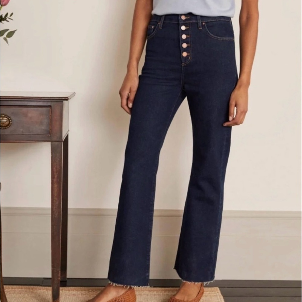 Boden Dark Indigo High-Rise Button-Front Jeans